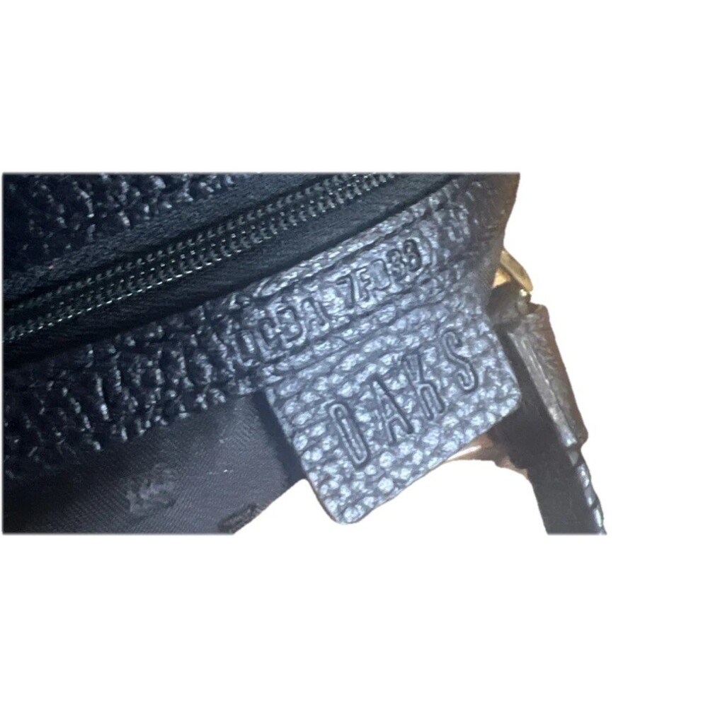 DAKS London Black Pebbled Leather Satchel Bag Gold Hardware Braided Detail - Picture 15 of 16